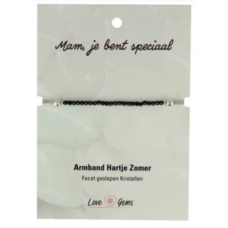 Hartje zomer armband Toermalijn zwart - Moederdag