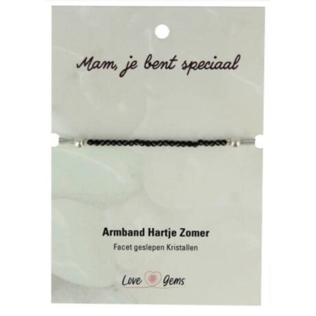 Hartje zomer armband Toermalijn zwart - Moederdag