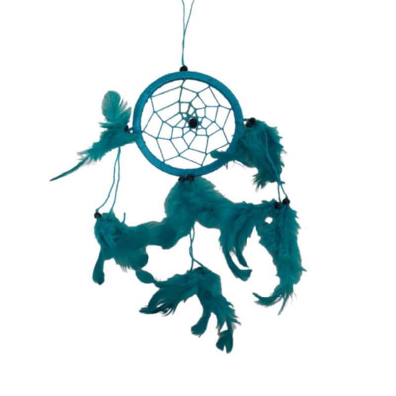 Dromenvanger - 11cm - Turkoois - alleen veren - Dreamcatcher