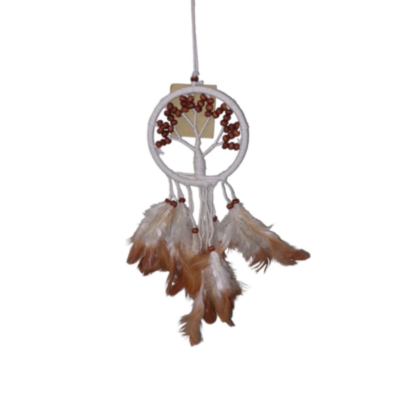 Dromenvanger - Tree of life bruine kralen 7cm - Dreamcatcher