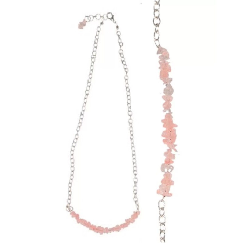 Roze kwarts bar ketting