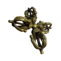 Dubbele dorje (Vajra) messing 8 cm - verzilverd+verguld