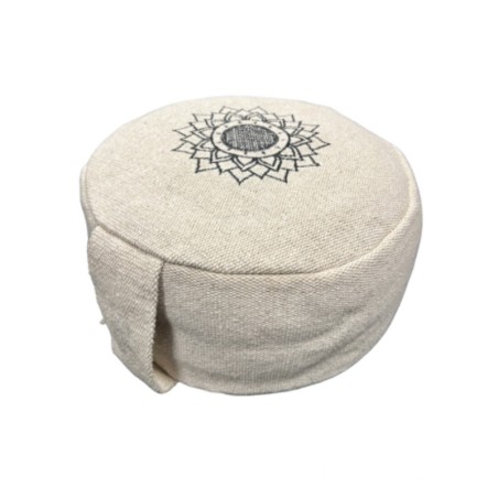 YogaStyles Meditatiekussen rond - Jute-look met Lotus