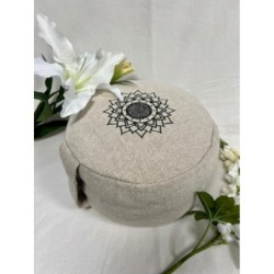 YogaStyles Meditatiekussen rond - Jute-look met Lotus