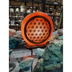 Zoutsteen lamp flower of life rond deco incl. elektra