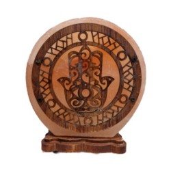 Zoutsteen lamp hamsa hand rond deco incl. elektra