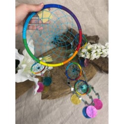 Dromenvanger spiegel-schelp 22 cm - Rainbow - Dreamcatcher