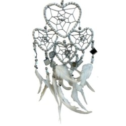 Dromenvanger hartje met spiegels - wit - 6 cm - Dreamcatcher