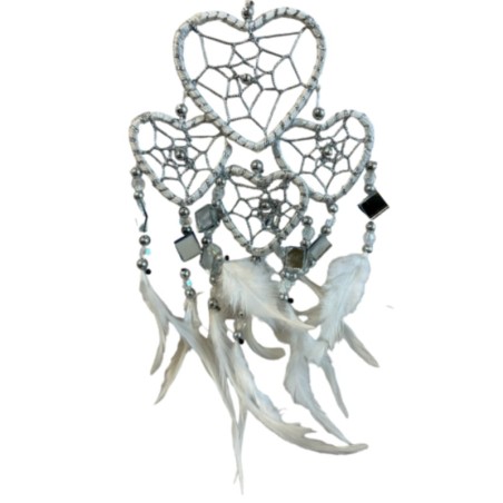 Dromenvanger hartje met spiegels - wit - 6 cm - Dreamcatcher