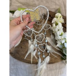 Dromenvanger hartje met spiegels - wit - 11 cm - Dreamcatcher