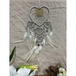 Dromenvanger hartje met spiegels - wit - 11 cm - Dreamcatcher