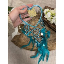 Dromenvanger hartje met spiegels - turquoise - 11 cm - Dreamcatcher