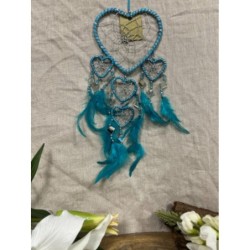 Dromenvanger hartje met spiegels - turquoise - 11 cm - Dreamcatcher