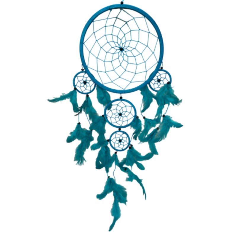 Dromenvanger - 22 cm - turquoise - alleen veren - Dreamcatcher