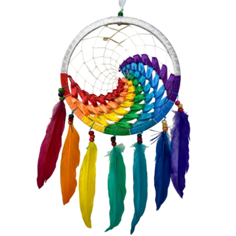 Dromenvanger wave regenboog / wit 22 cm