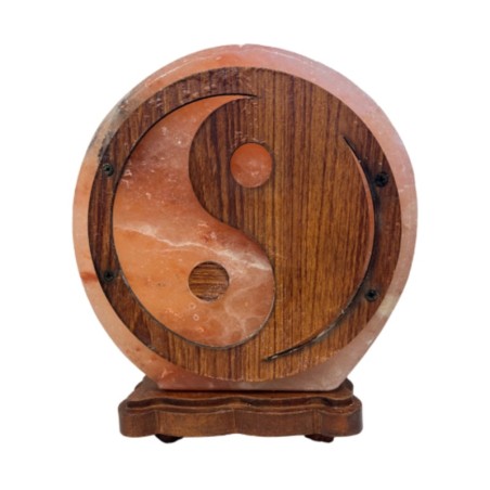 Zoutsteen lamp rond deco yin yang incl. elektra