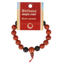 Jaspis rood powerbead mannen armband + kaart 21 cm