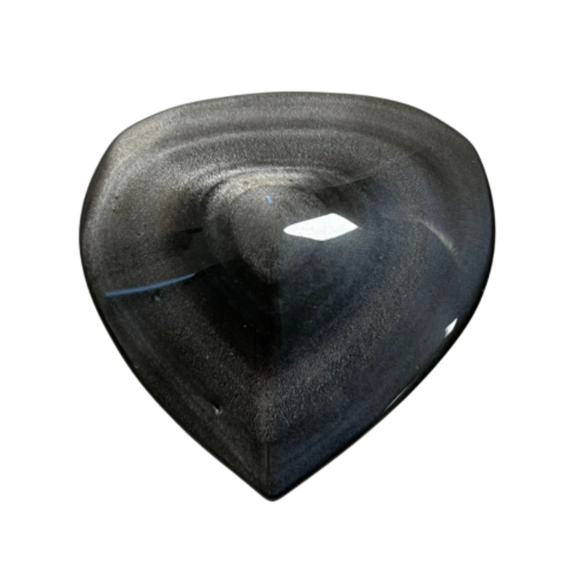 Obsidiaan zilver edelsteen hart ca. 6 cm