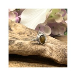 Tijgeroog boho ring zilver nr.4 - maat 18