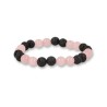 Roze kwarts / Lavasteen kralen armband