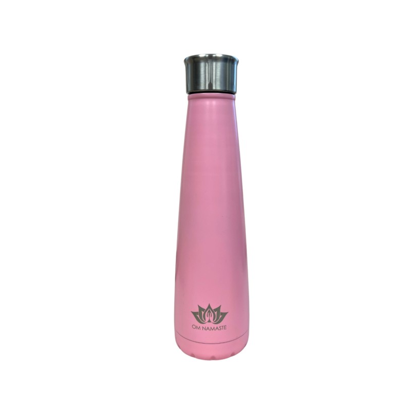 Drinkfles thermosfles klein roze mat Om Namaste RVS