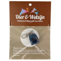 Blauwe kwarts halsband hanger Dier & Welzijn (bijgekleurd)