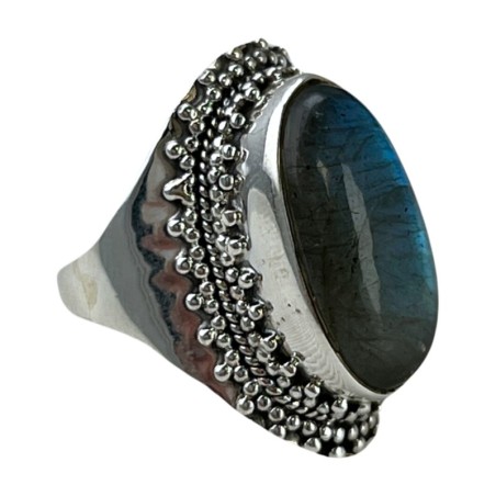 Labradoriet ring boho zilver nr.12 - maat 16