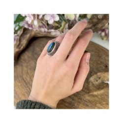 Labradoriet ring boho zilver nr.12 - maat 16