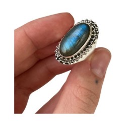 Labradoriet ring boho zilver nr.12 - maat 16