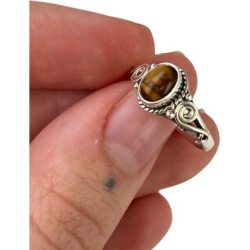 Tijgeroog boho ring zilver nr.06 - maat 16