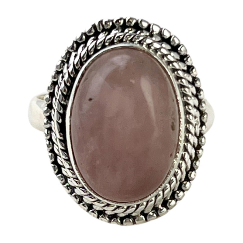 Roze kwarts ring boho zilver nr.02 - maat 16