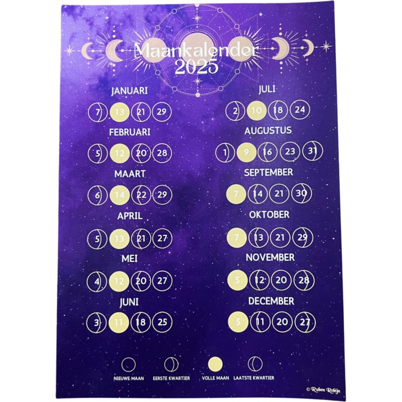 Maankalender poster A4 - 2025