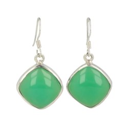 Chrysopraas zilveren oorbellen vierkant (gekleurd)