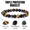 S4H Triple Protection Armband - Tijgeroog, Hematiet & Obsidian/Lava - 8mm Krallen - Maat 18 cm