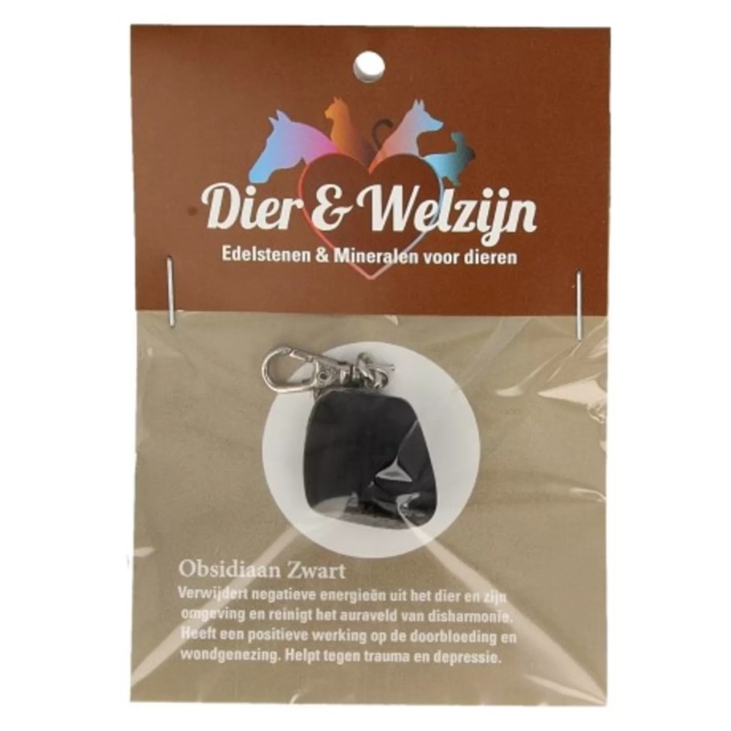 Obsidiaan zwart halsband hanger Dier & Welzijn