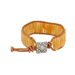 Calciet geel leren armband gipsy-style