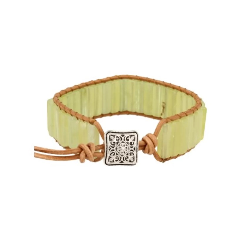 Jade leren armband gipsy-style