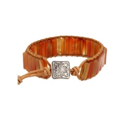 Carneool leren armband gipsy-style