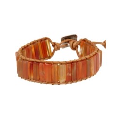 Carneool leren armband gipsy-style