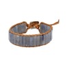 Blauwe kwarts leren armband gipsy-style