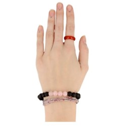 Kralenarmband Lavasteen / Roze kwarts