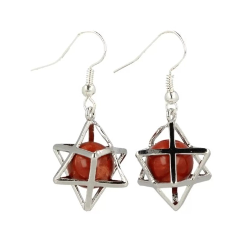 Jaspis rood oorbellen merkabah