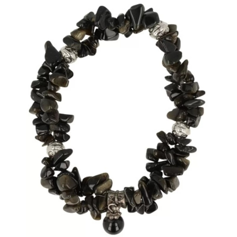 Obsidiaan zwart fashion armband dubbelstreng