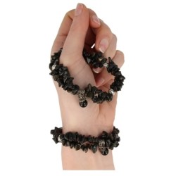 Obsidiaan zwart fashion armband dubbelstreng