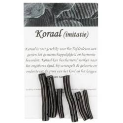 Koraal kralen zwart staafje - 6 st. (imitatie)