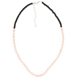 Edelsteen ketting Roze kwarts met zwart