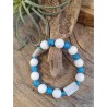 Edelsteen armband Howliet blauw / Parelmoer / Schuimkoraal wit (imitatie)