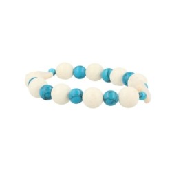 Edelsteen armband Howliet blauw / Parelmoer / Schuimkoraal wit (imitatie)