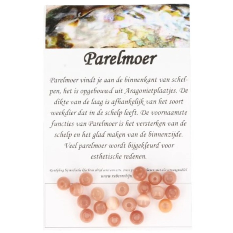 Kralen Parelmoer zalm 5 mm - 20 st. (bijgekleurd)