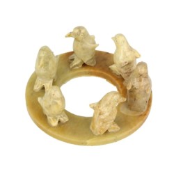 Speksteen Pinguins op ring (8cm)